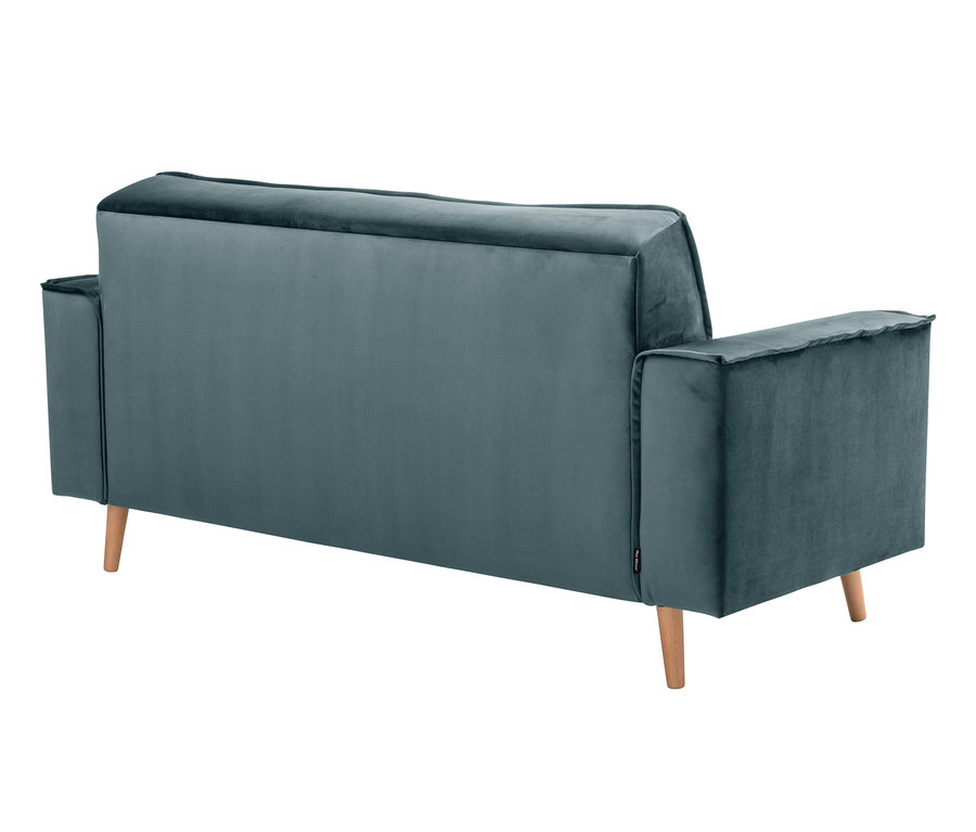 Rückansicht des azurblauen 2-Sitzer-Sofas »Jolene« von Max Winzer®.