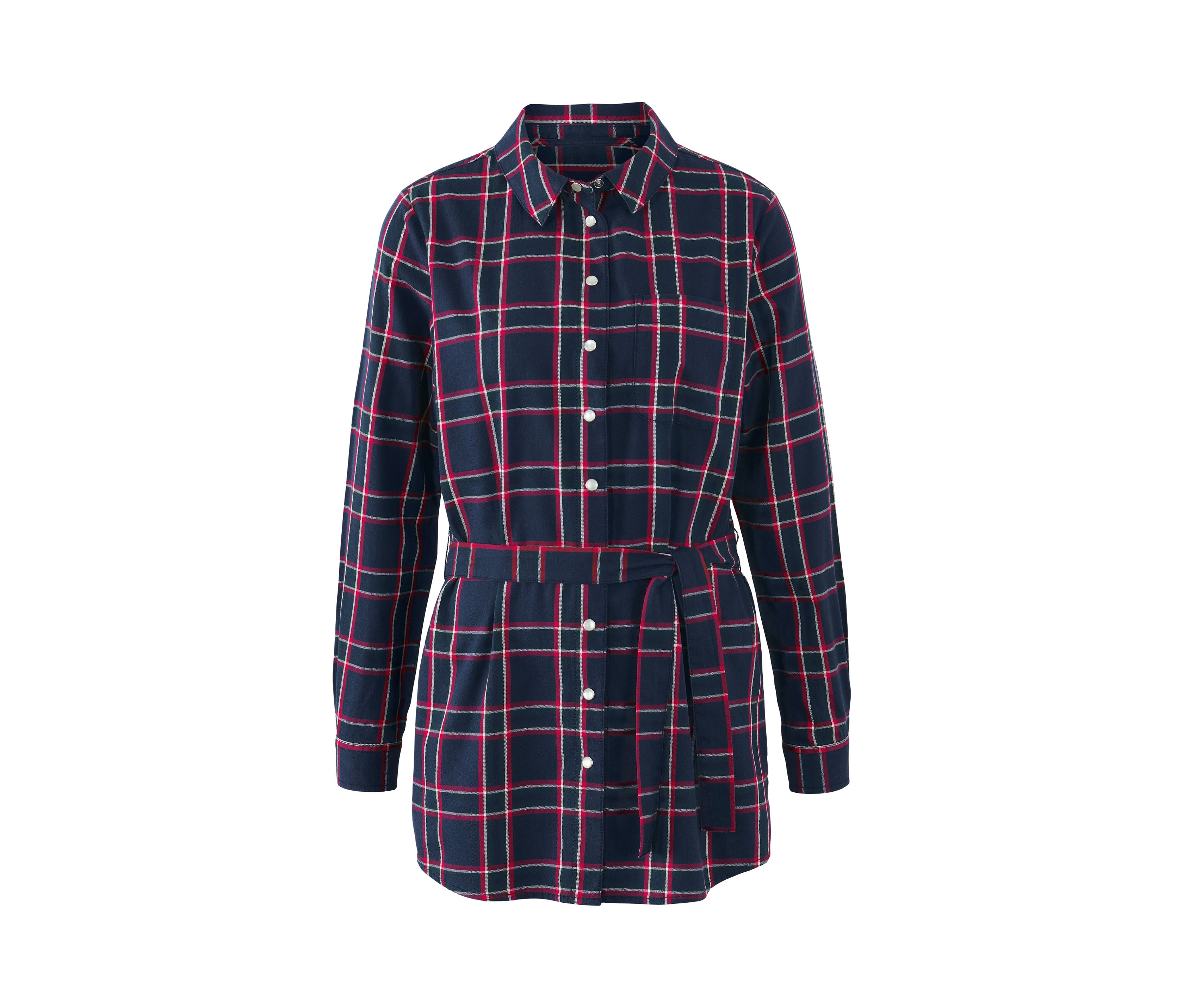 Tchibo - Karierte Longbluse aus Baumwoll-Flanell - Damen - Gr. 38 - dunkelblau/kariert