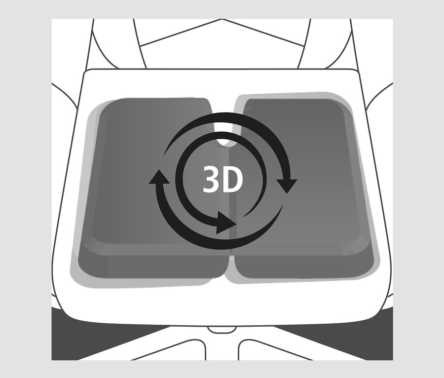 Illustration eines 3D-Symbols mit kreisförmigen Pfeilen in Grau.