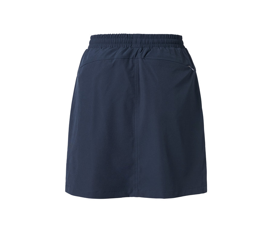 Nahaufnahme der Funktionsrockshorts in Dunkelblau mit elastischem Bund hinten.