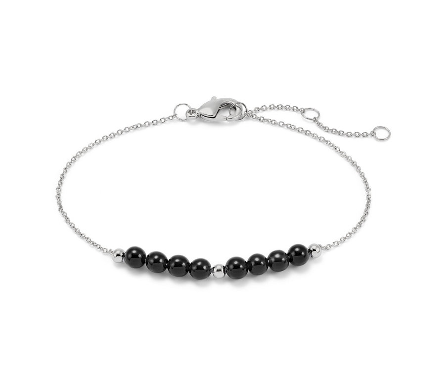 Obsidian-Armband mit silberner Kette.
