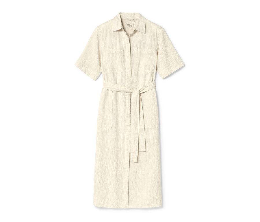 NAH/STUDIO Seersucker-Kleid | ungefärbte Baumwolle, Undyed.