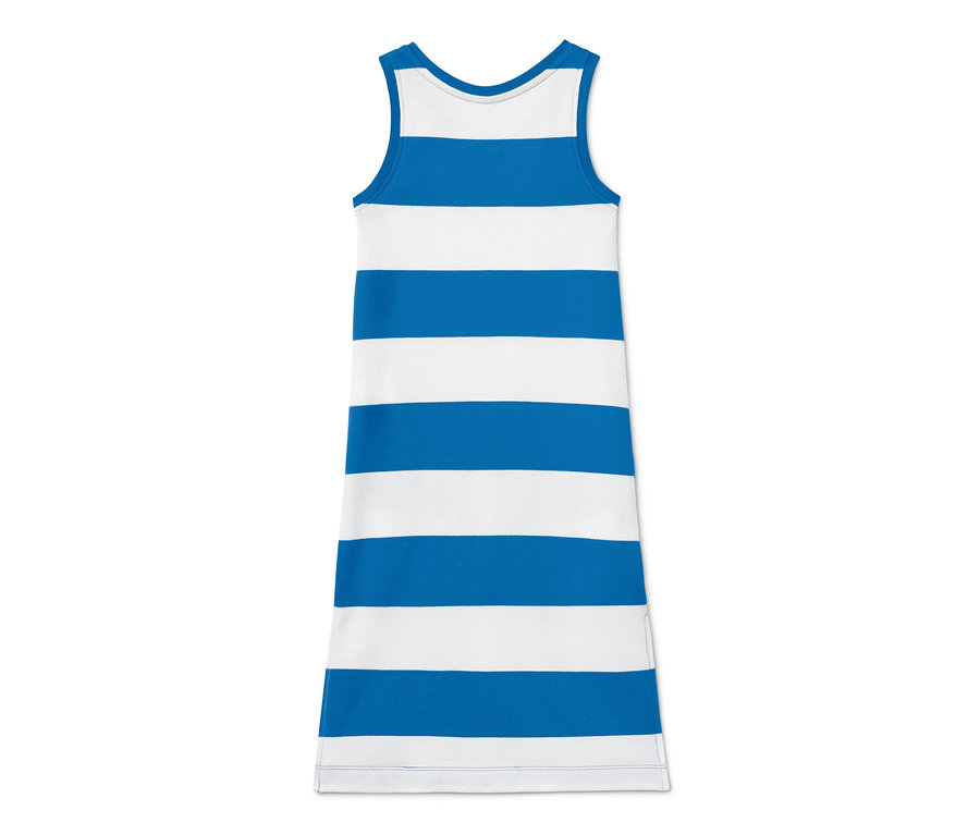 Blau und weiss gestreiftes Midikleid.