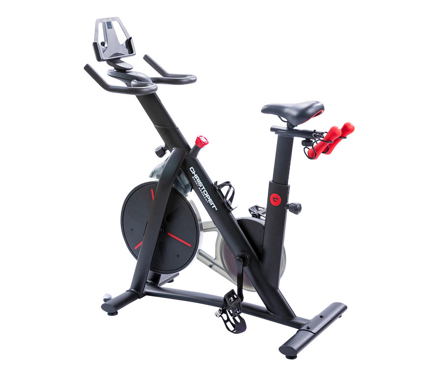 Schwarzes Christopeit Sport Racer Bike 4.0 mit roten Akzenten.