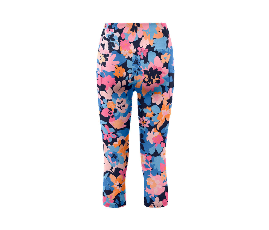 Eine 3/4-Sporttight mit Blumenmuster.