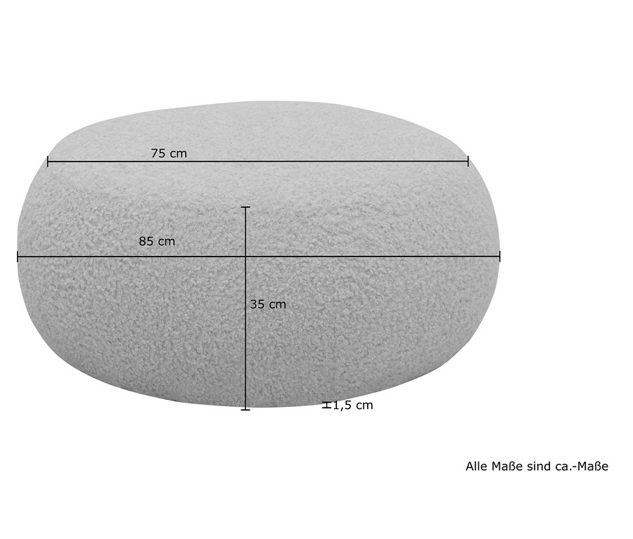 Abmessungen des DOMO collection Hockers »Ruka« in Taupe und Creme, ca. 85 x 85 cm.