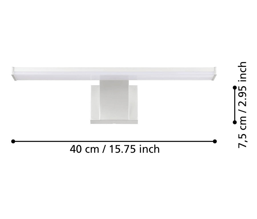 Abmessungen der Eglo Spiegelleuchte »Pandella 2« mit Sensor.