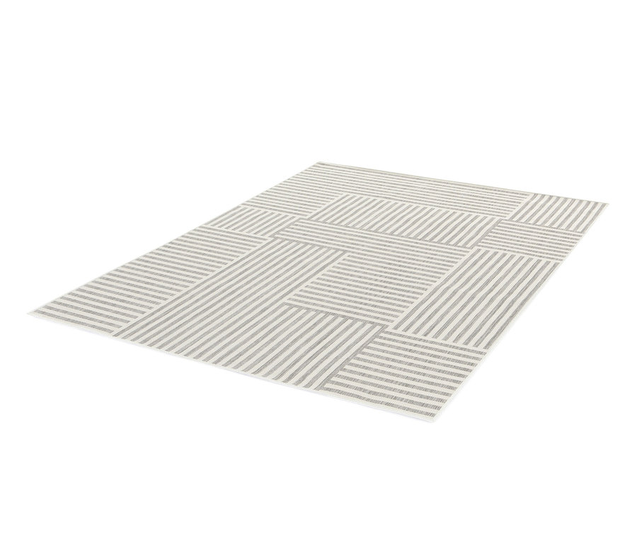 Outdoor-Teppich »Lines« mit grau-weißen Streifen.