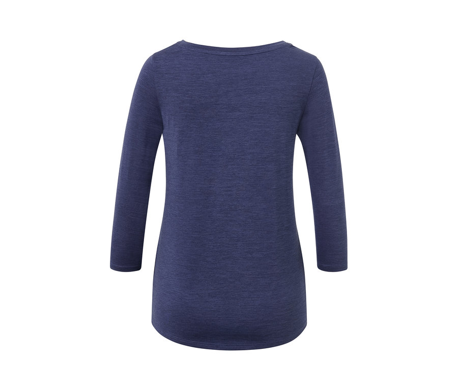 Detailaufnahme eines lila Funktionsshirts mit 3/4-Arm.