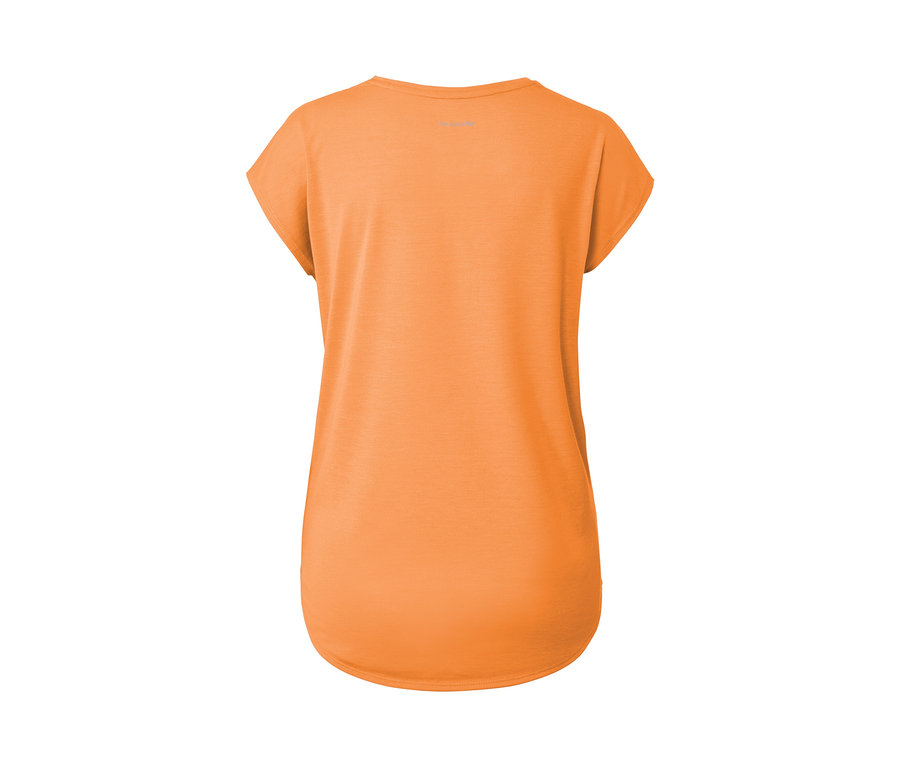 Detailansicht eines Sportshirts in Pfirsich.
