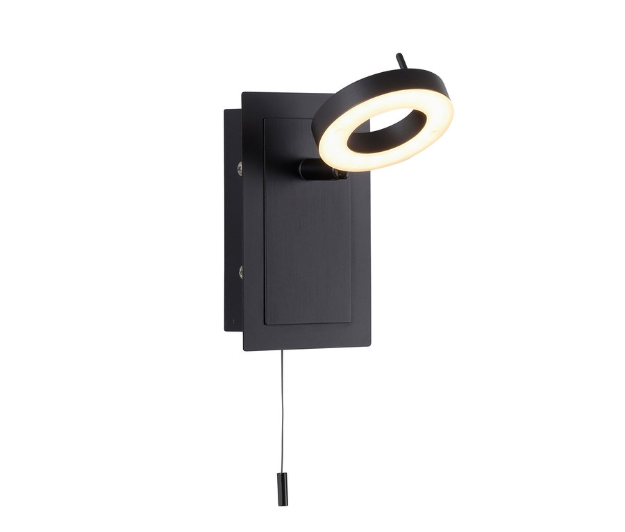 Eine schwarze Paul Neuhaus LED-Wandleuchte »Sileda« vor einem weißen Hintergrund.