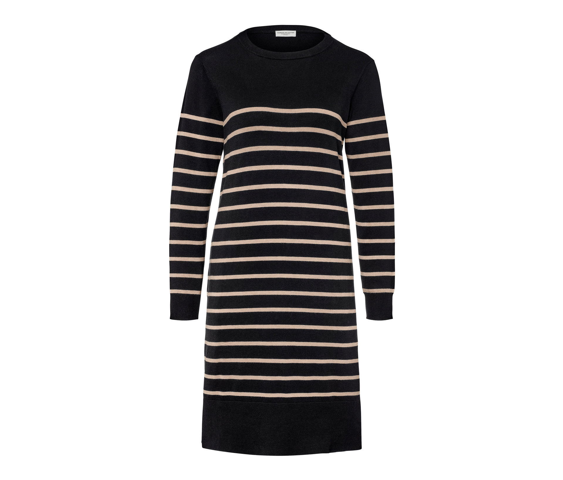 Gestreiftes Feinstrickkleid - Damen - Gr. S - schwarz/gestreift - schwarz
