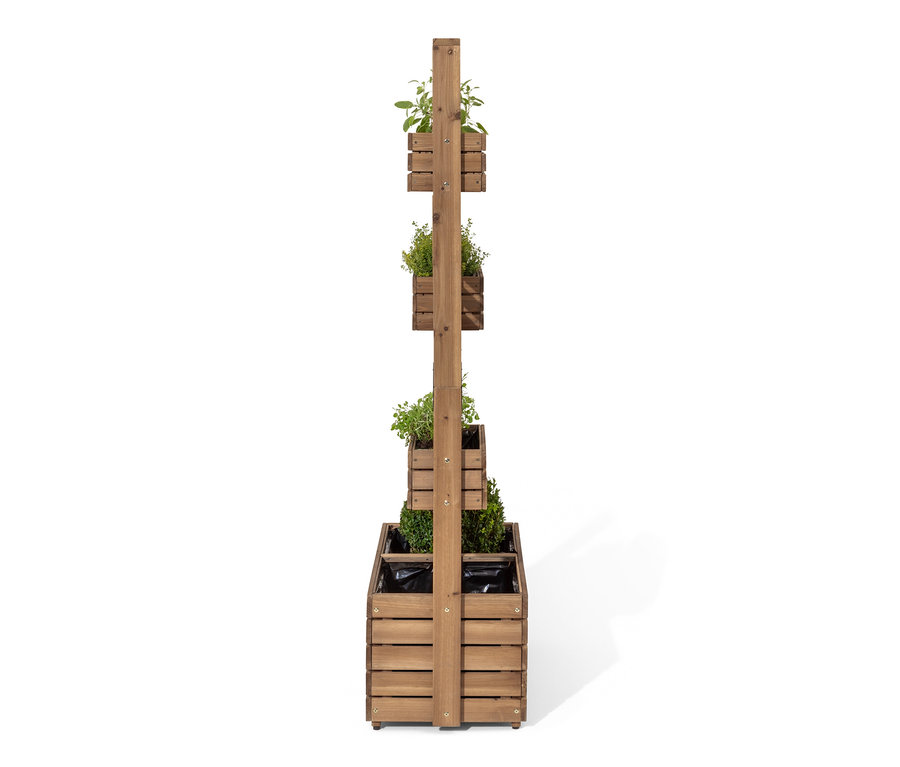 Seitenansicht des beidseitig bepflanzbaren Sichtschutzes »Tinus« mit Pflanzen.