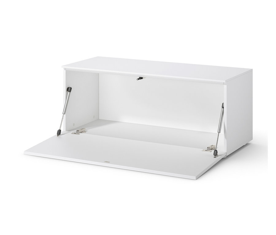 Geöffnete, weiße Sitzbank, ca. 100 cm.