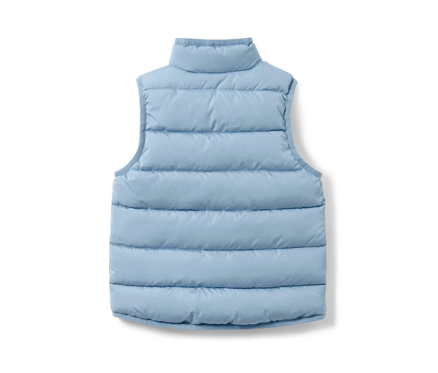 Blaue Kleinkind-Steppweste von hinten.