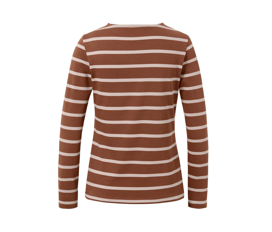 Gestreiftes Langarmshirt, cognac.
