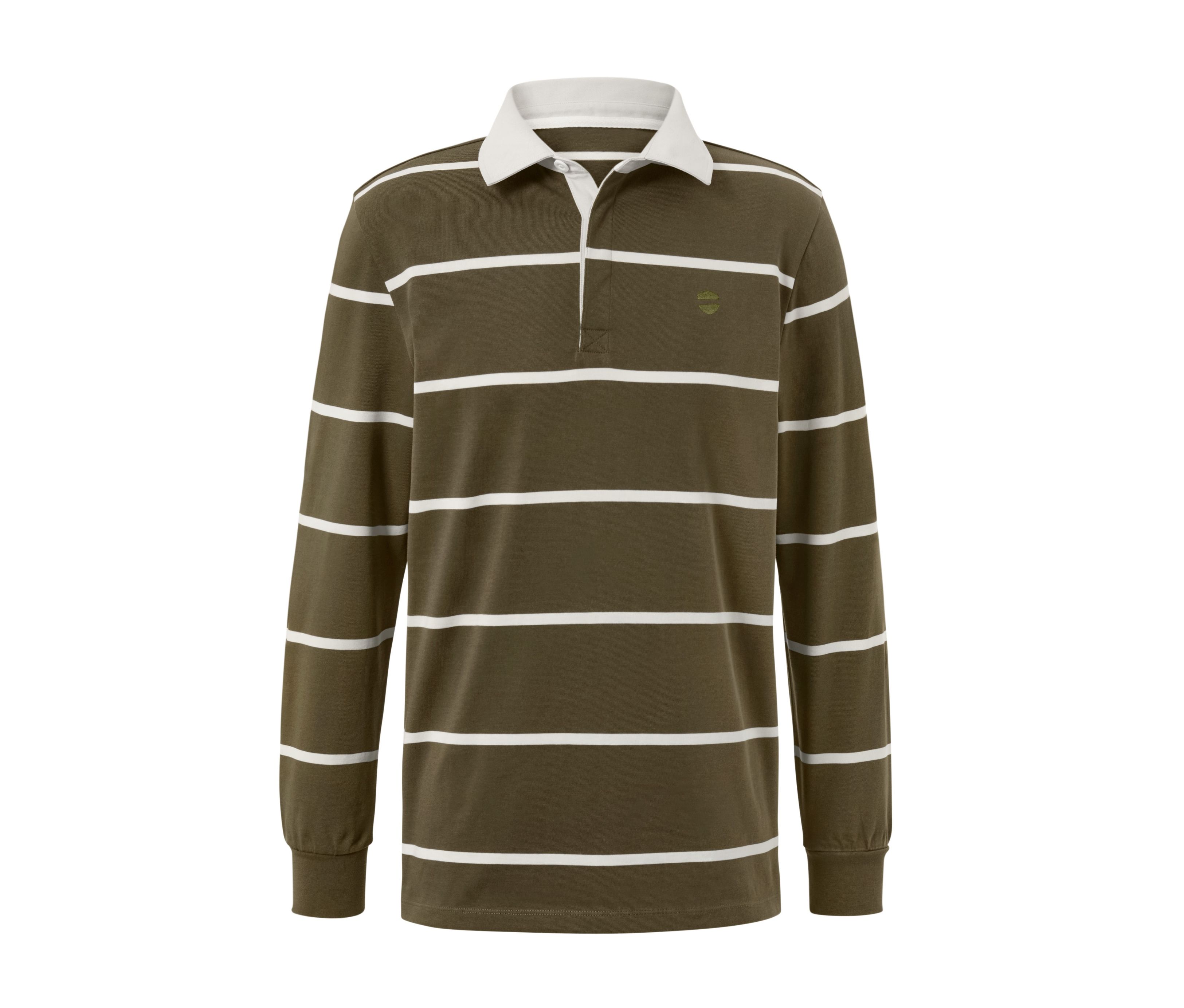 Tchibo - Langarm-Poloshirt - Herren - Gr. XXL - olivgrün/gestreift