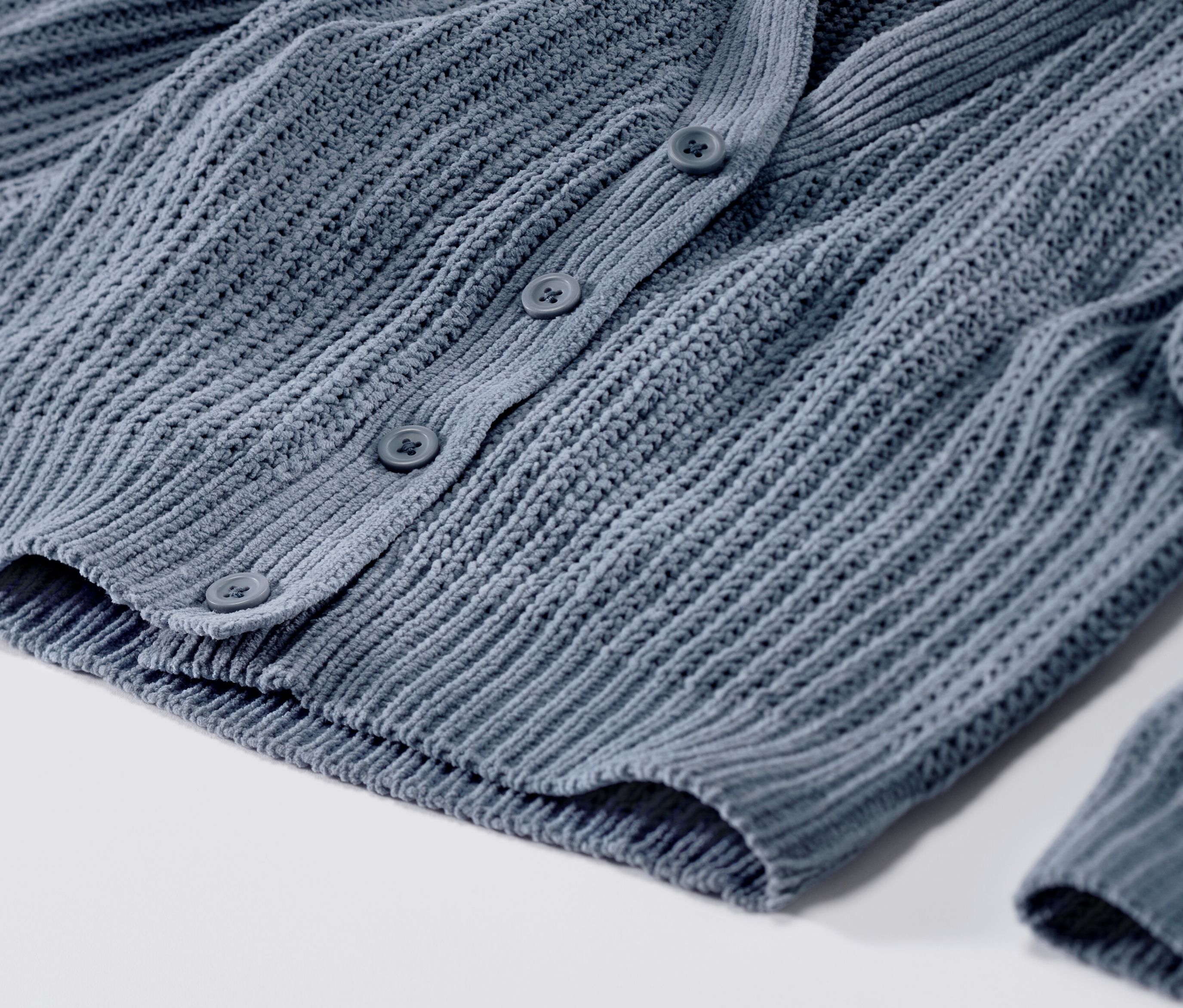Thumbnail - Tchibo - Kinder Chenille-Strickjacke - Mädchen - Gr. 122/128 - blau