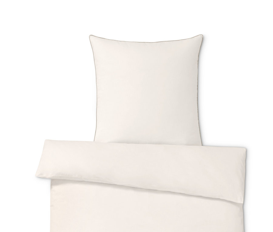 Beige Halbleinen-Bettwäsche in Normalgröße, Übergröße und Doppelgröße.