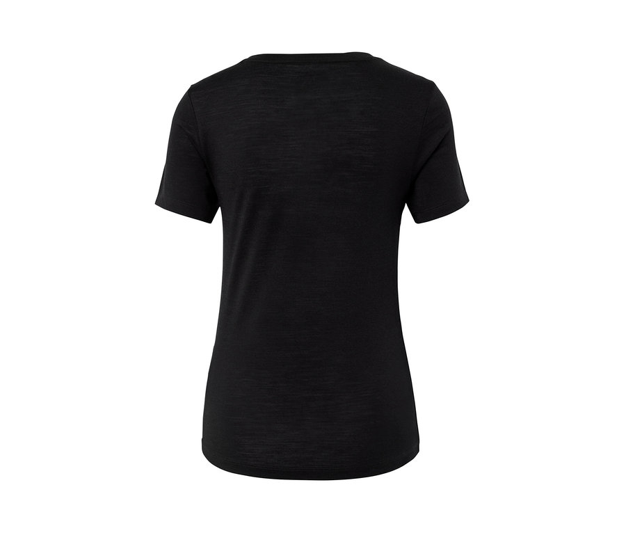 Schwarzes T-Shirt mit Merinowolle.