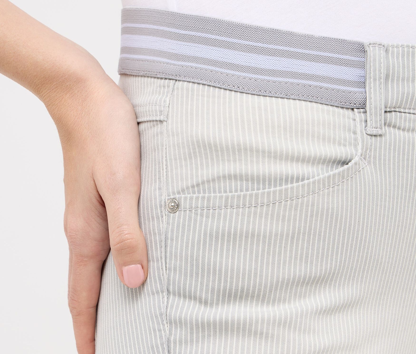 Thumbnail - Angels Jeans »Ornella Sporty« Slim Fit 7/8 - Damen - Gr. 36 - grau/gestreift