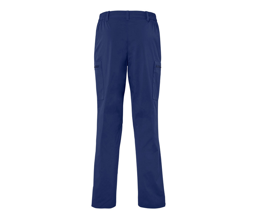 Dunkelblaue, packbare Outdoorhose.