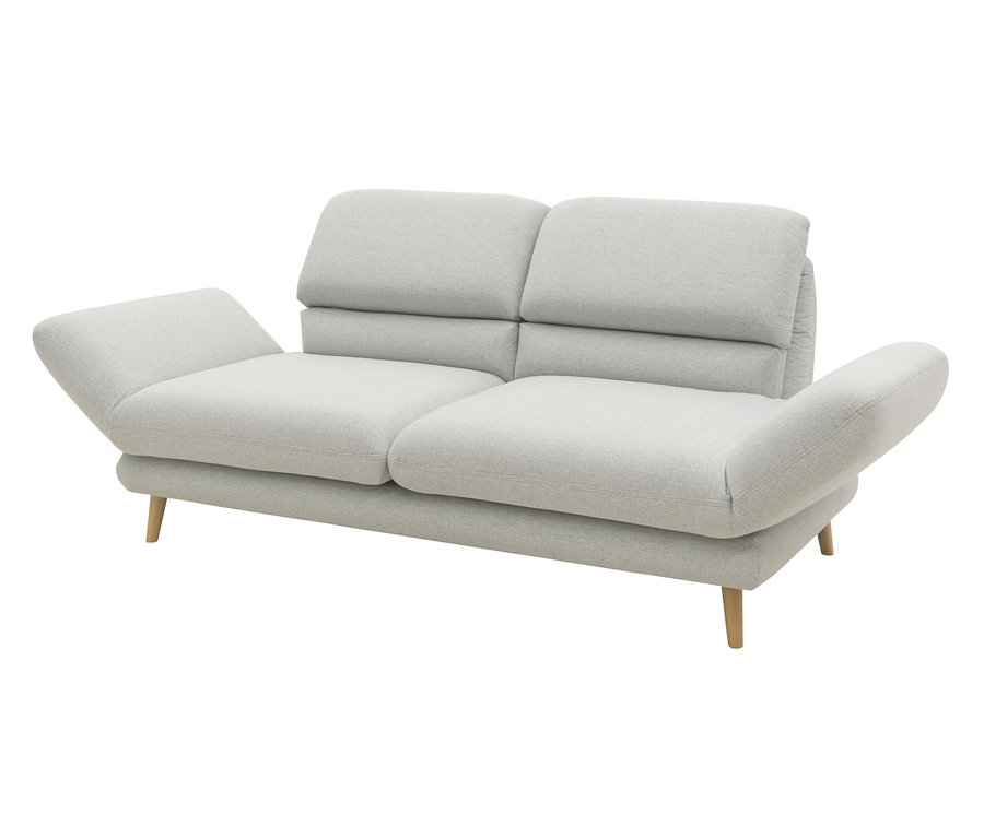 Silberfarbenes DOMO 2-Sitzer-Sofa »FuAR« mit Drehfunktion.