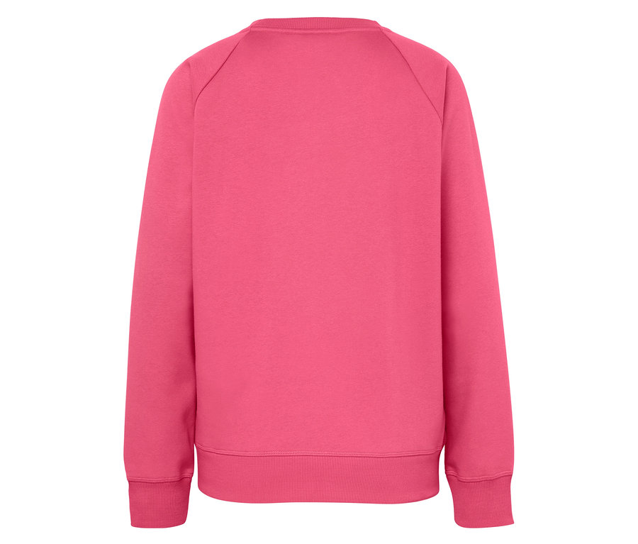 Rückansicht eines pinkfarbenen Langarm-Sweatshirts.