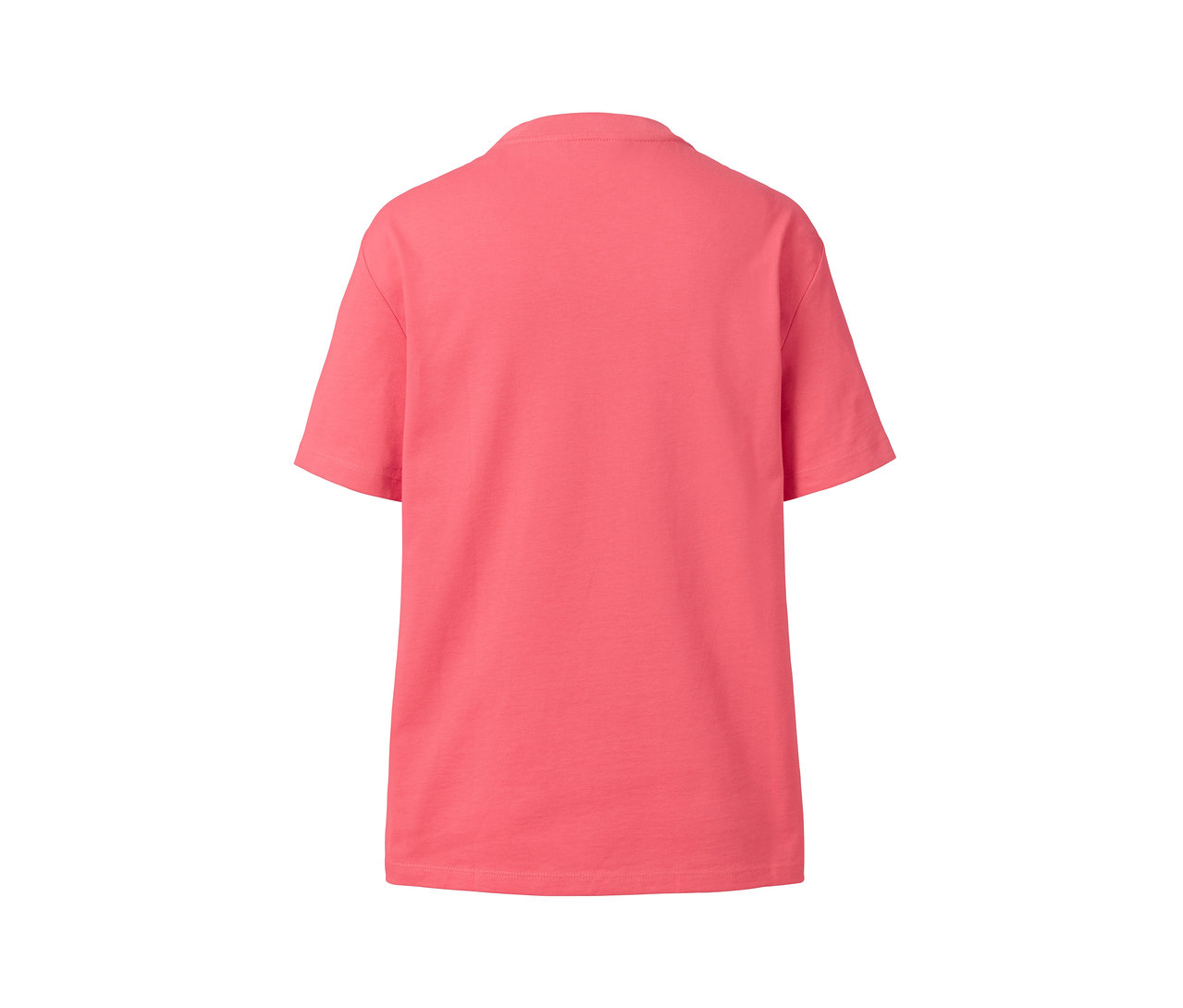 Ein rosafarbenes Oversized-Shirt mit kurzen Ärmeln und Stickerei.