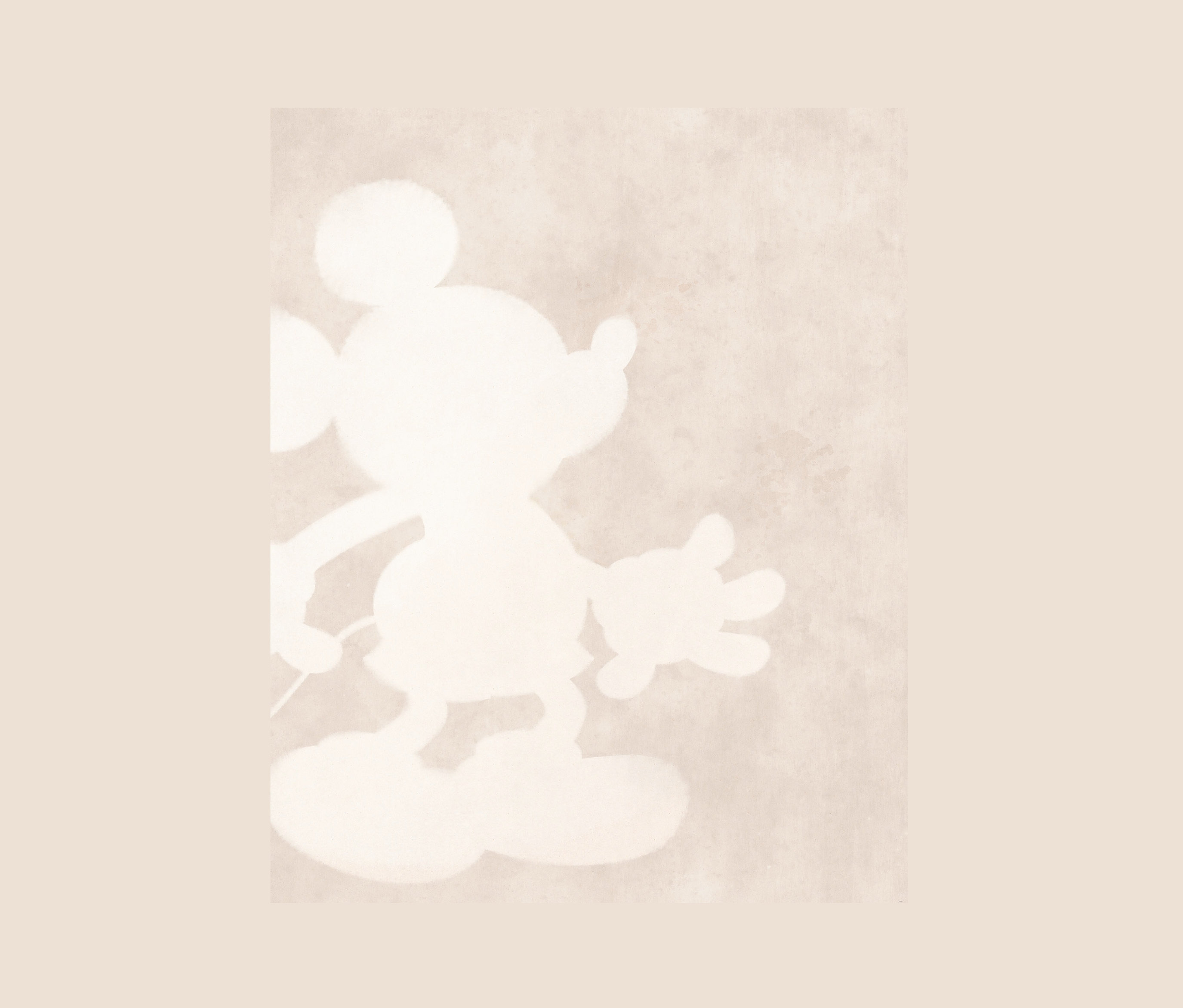 Silhouette von Mickey Mouse auf beigem Hintergrund. Vliestapete »Mickey Contour«, ca. 200 x 250 cm