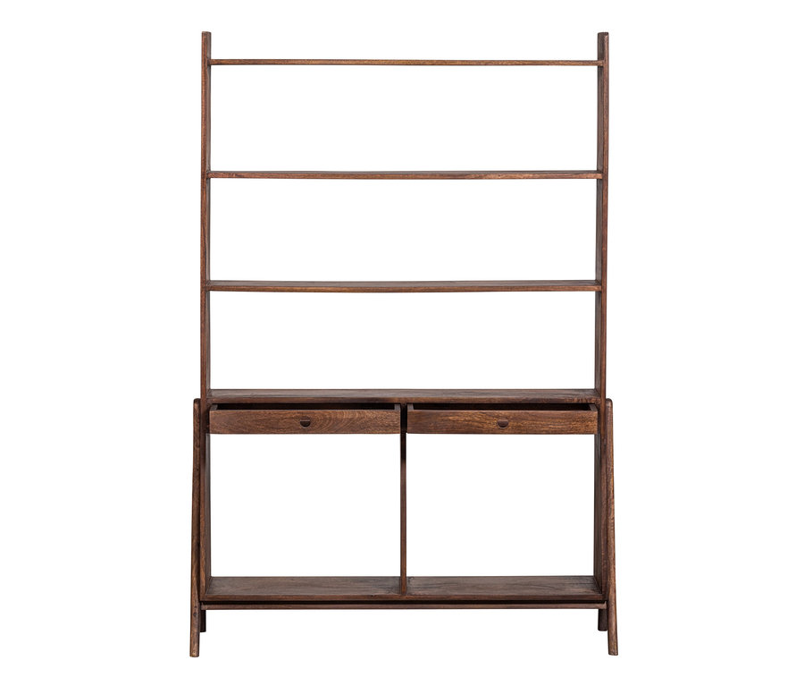 Woood Schrank »Sivian« mango nussbaum mit vier Regalböden und zwei Schubladen.