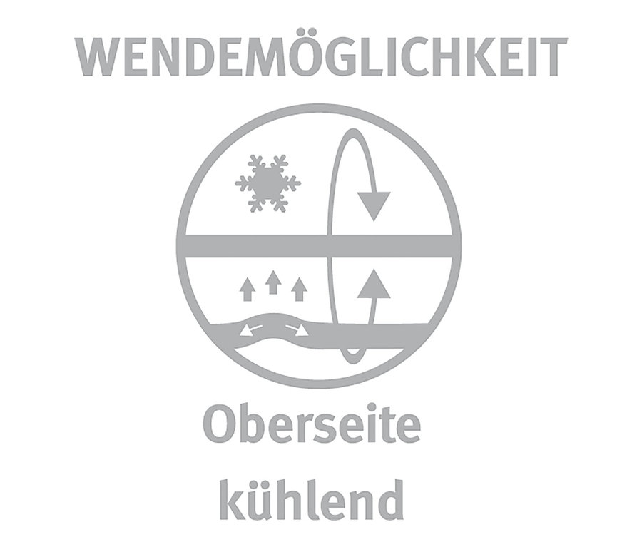 Symbol für Wendemöglichkeit und kühlende Oberseite des Paradies Kopfkissens »Softy BestCool«, ca. 80 x 80 cm.