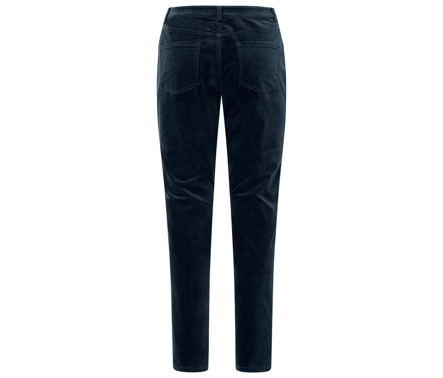 Dunkelblaue Samthose, Rückansicht.