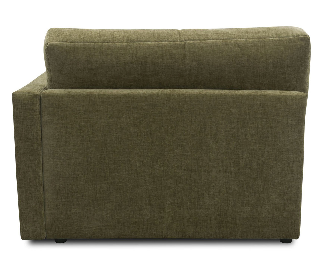 Rückansicht des olivfarbenen DOMO Longchairs, rechtsbündig.