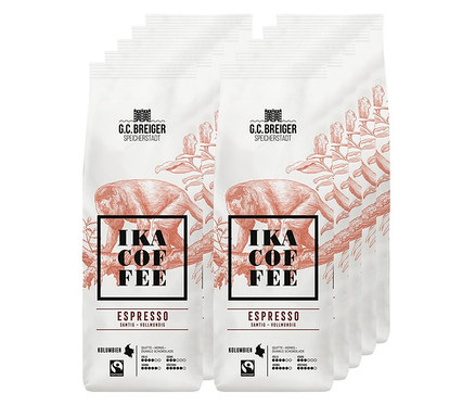 Packungen von G.C. Breiger IKA Coffee Espresso 10x 500 g Ganze Bohne.