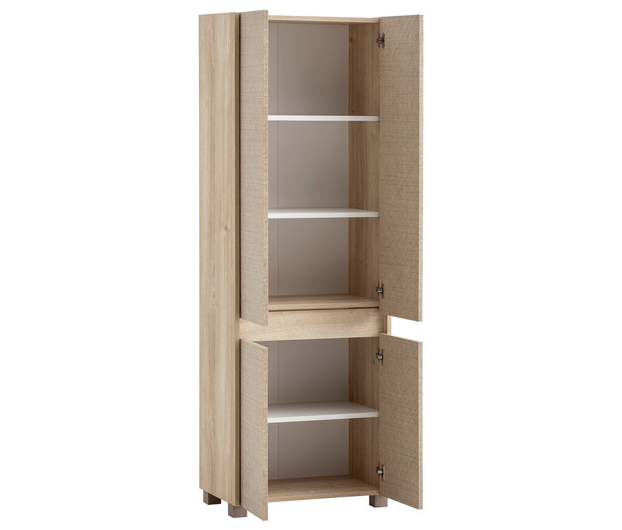 Hochschrank »Sander«, Weißeiche/Canasta, 57 x 33 x 164,5 cm mit offenen Türen.