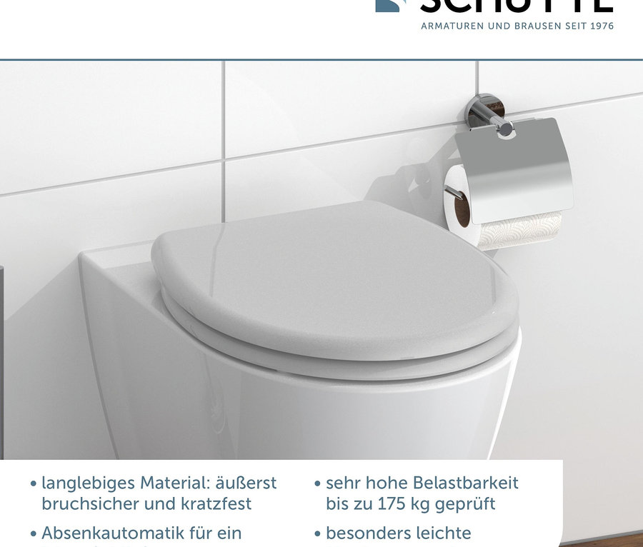 Weiße Hänge-Toilette mit Toilettenpapier.