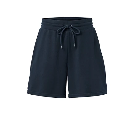 Marineblaue Sweatshorts mit Kordelzug in der Taille.