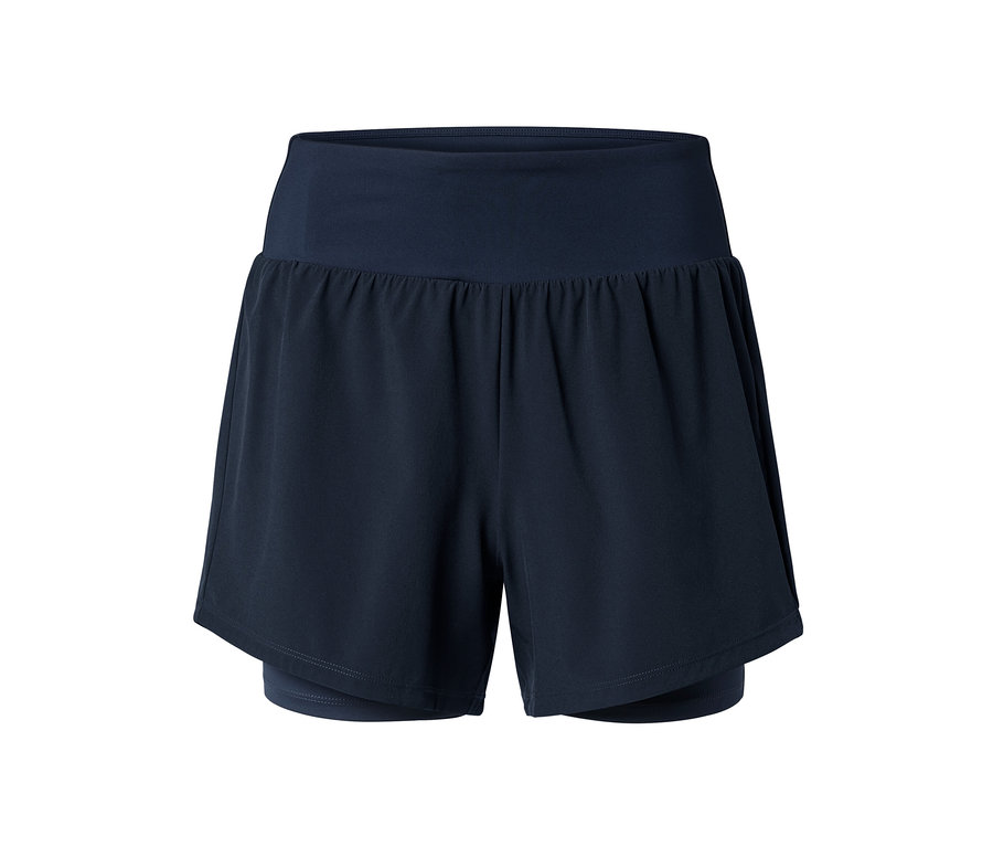 Marineblaue 2-in-1-Laufshorts.