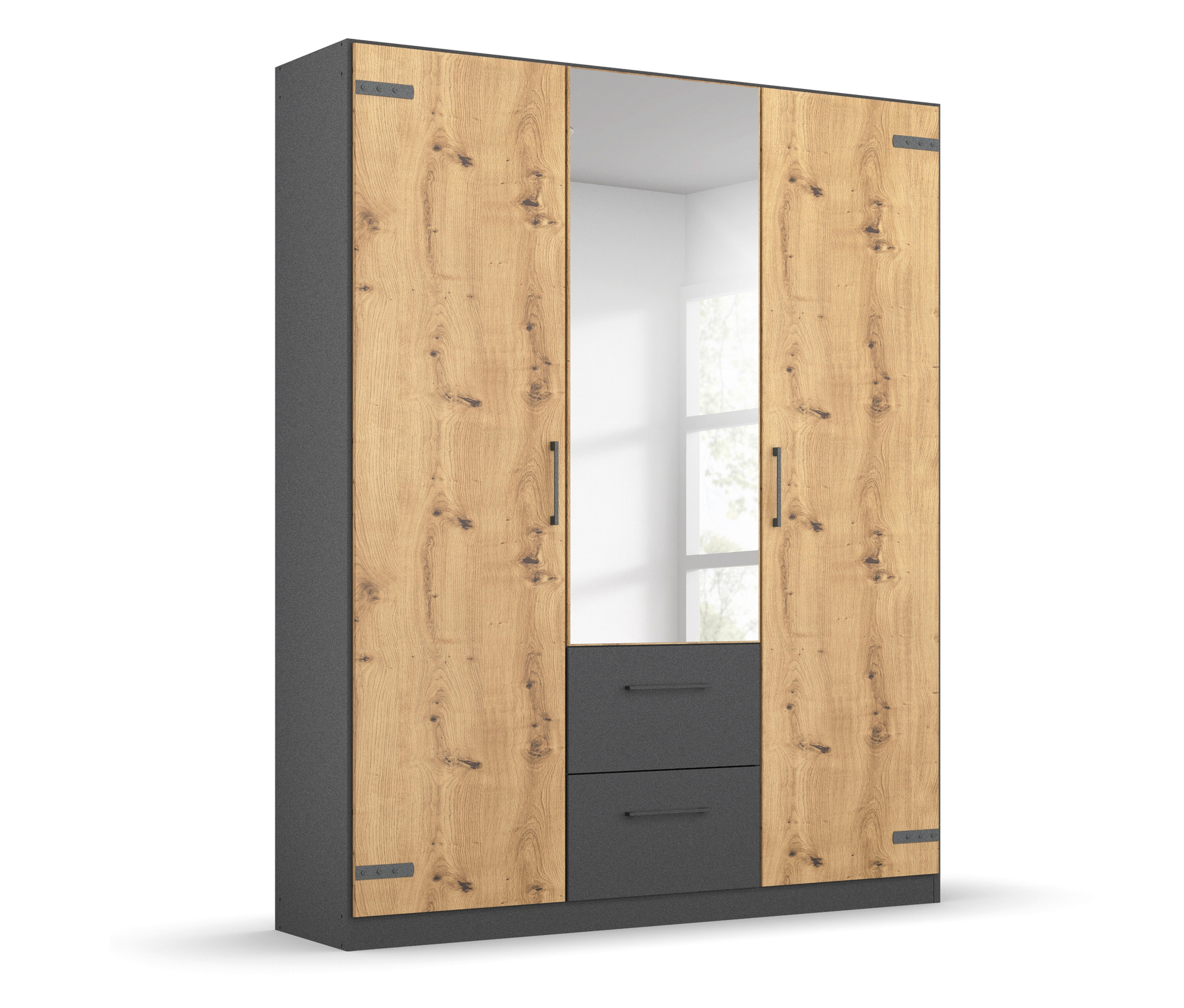 rauch Drehtürenschrank »Butte« - 136x57x197cm - grau - Holz