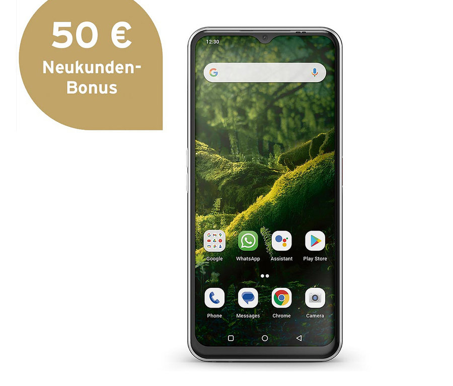 Schwarzes emporia SMART.6 Smartphone mit Homescreen.