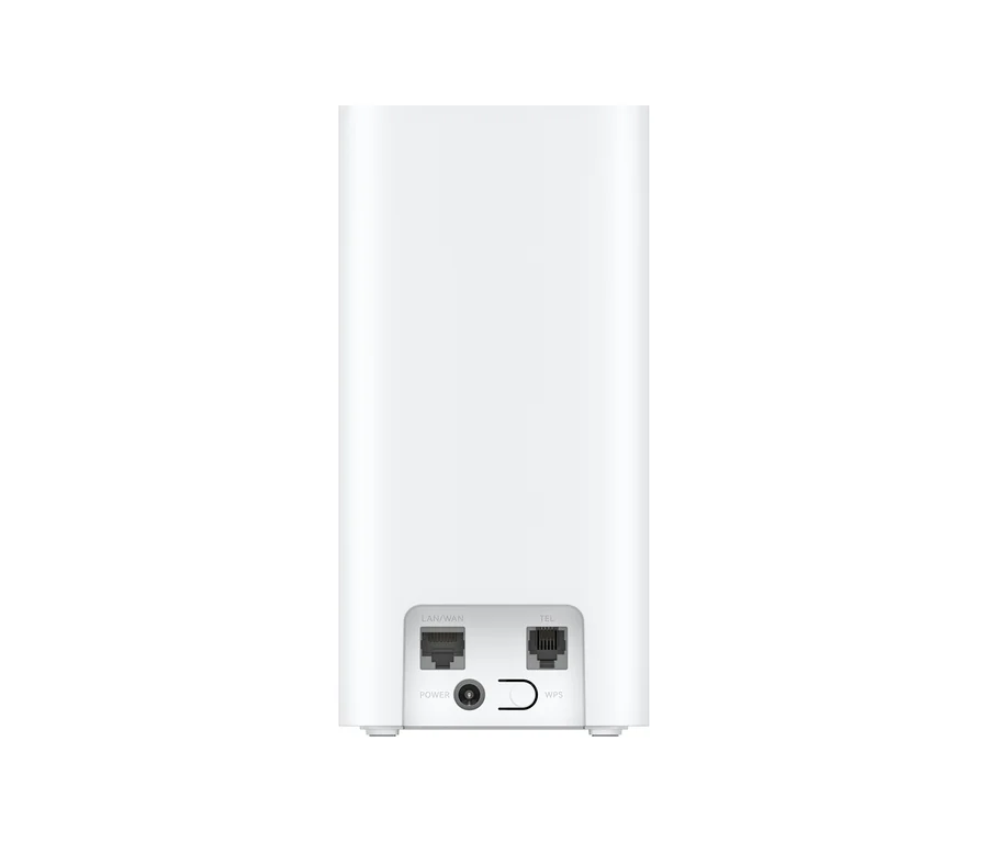 Rückseite eines weißen Homespot-Routers 5G ZOWEE mit Anschlüssen für LAN/WAN, TEL, Strom und WPS.