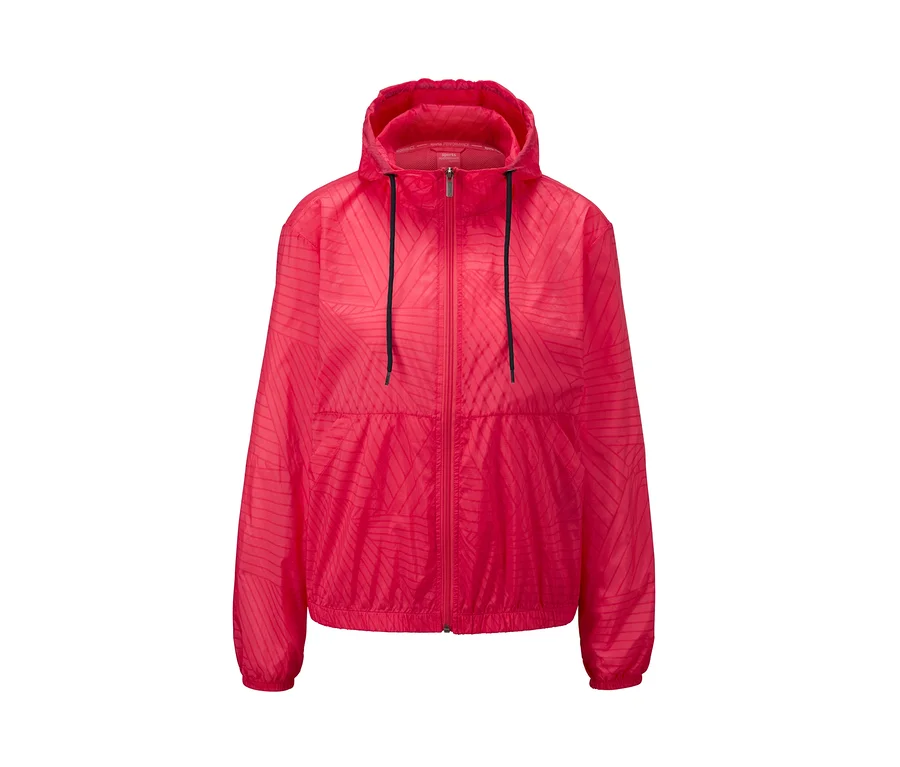Pinke Lightweight-Sportjacke mit Reißverschluss und Kapuze.