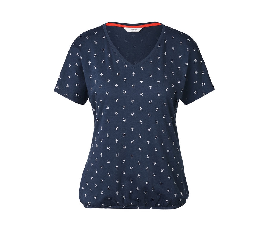 Marineblaues Kurzarmshirt mit Ankerprint.