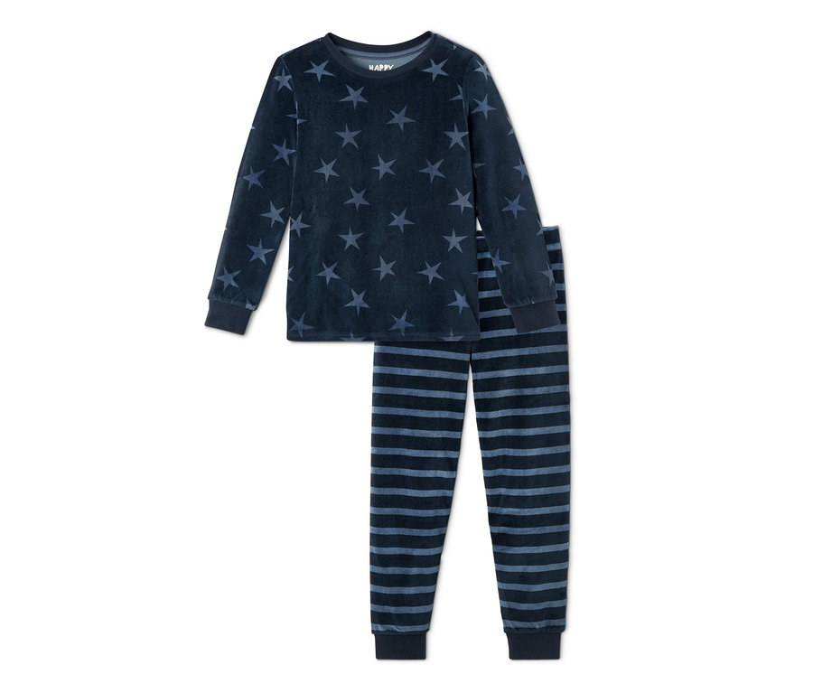 Marineblauer Nicki-Pyjama mit Sternen und Streifen.