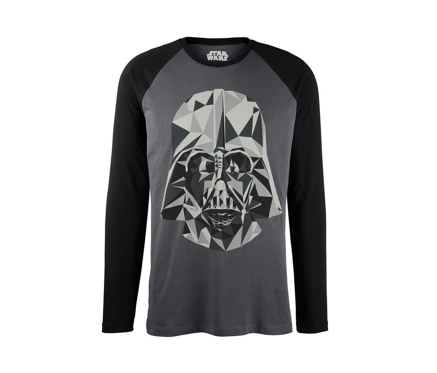 Grauer »Star Wars« Pyjama mit langen Ärmeln und geometrischem Darth Vader Druck.