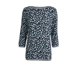 Dunkelblau mit grün-weißem Leoparden-Alloverprint