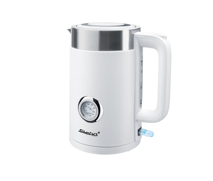 Weißer Steba Wasserkocher »WK 10 BIANCO« mit analogem Thermometer.