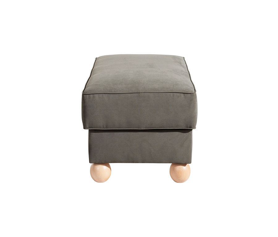 Grauer Max Winzer® Polsterhocker mit Stauraum und Holzfüßen.