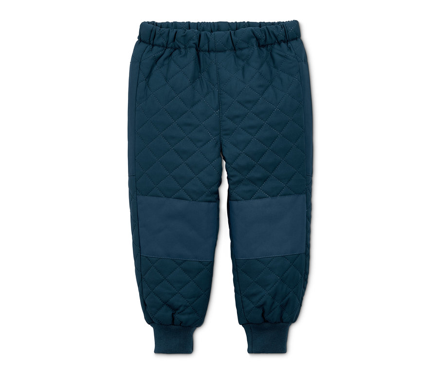 Dunkelblaue, gesteppte Thermohose aus recyceltem Material.